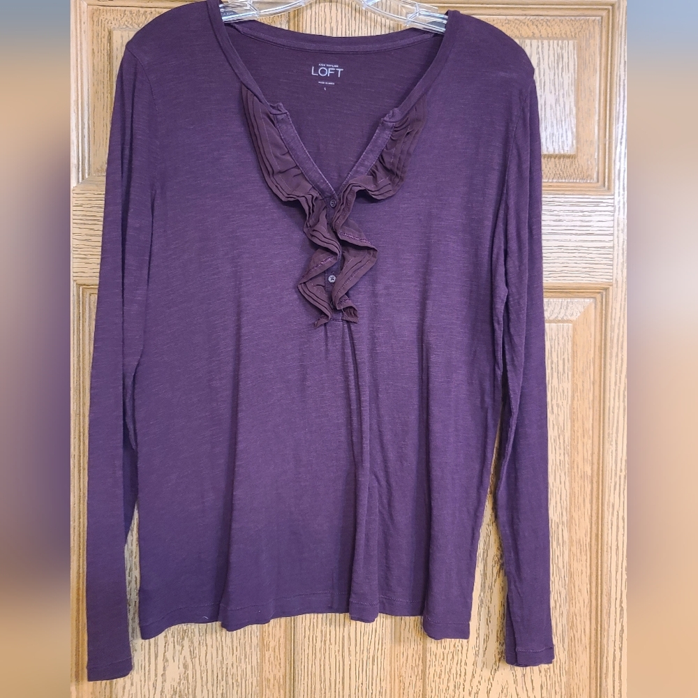 LOFT Purple Long Sleeve Top